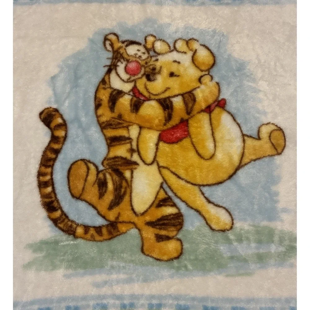 Disney Winnie The Pooh Tigger Plush Throw Blanket Plaid Y2K‎